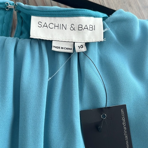 Sachin & Babi Camila Crepe Belted Dress in Teal. size 10 - Picture 10 of 12